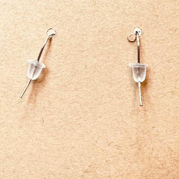 Silver Hook Dangle Earrings & Large Silver Beads & Cherry Quartz Stones & Crysta - Picture 7 of 9